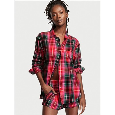 VICTORIA'S SECRET Flannel Long-Sleeve Short PJ Set