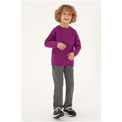 Erkek Çocuk Menekşe Basic Bisiklet Yaka Sweatshirt
