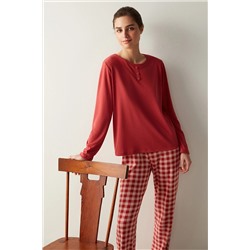 Penti Kareli Kırmızı Termal Pijama Takımı PNNLBRV423SK-RD15