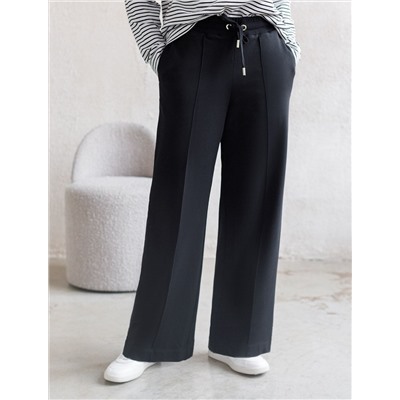 Прямые трикотажные брюки на резинке из футера двухнитки эластичные