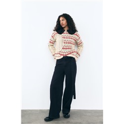 CABLE-KNIT JACQUARD SWEATER