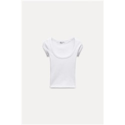 RIBBED ROUND NECK T-SHIRT