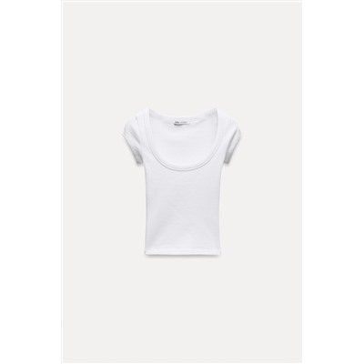 RIBBED ROUND NECK T-SHIRT