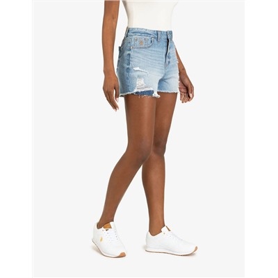 HIGH RISE CURVY SHORTS WITH RAW HEM