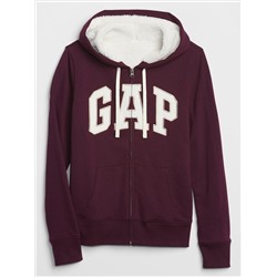 Sherpa-Lined Gap Logo Zip Hoodie