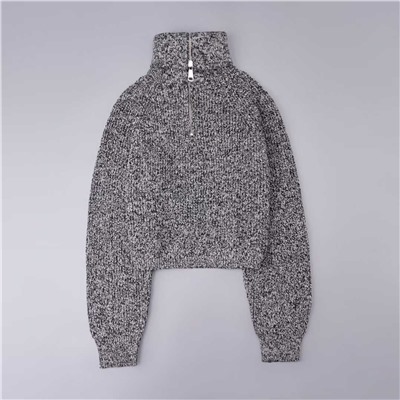 Повседневный короткий вязаный свитер с длинными рукавами