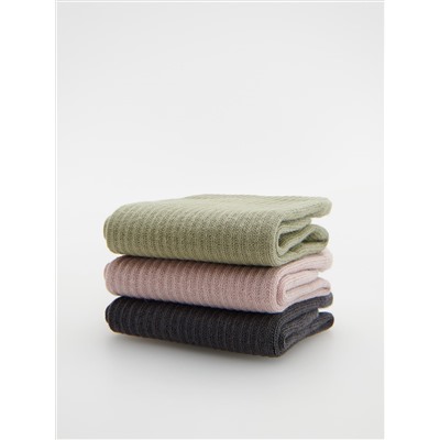 Socken aus Rippstrick mit hohem Baumwollanteil, 3er-Pack