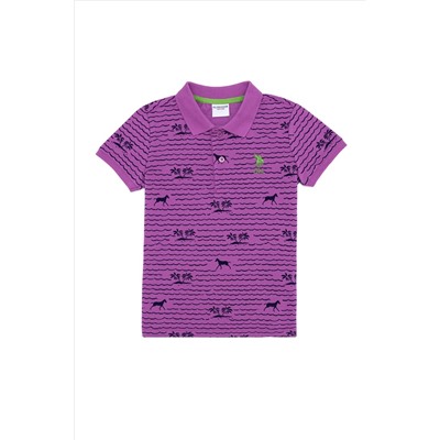 Erkek Çocuk Menekşe Polo Yaka Tişört