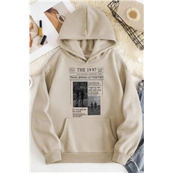memowearUnisex Bej Oversize Kapüşonlu Sweatshirt