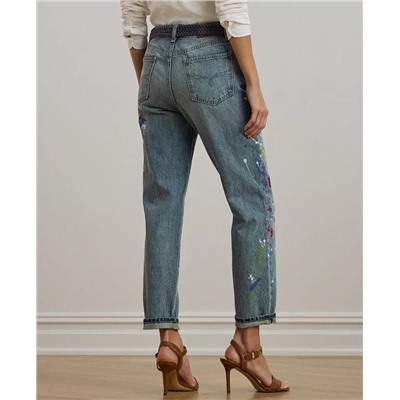 Lauren Ralph Lauren Women's Print Boyfriend Tapered Ankle Jeans