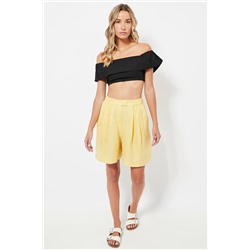 Top crop de lino - Negro