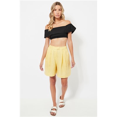 Top crop de lino - Negro