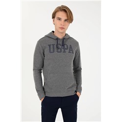 Erkek Antrasit Melanj Kapüşonlu Basic Sweatshirt