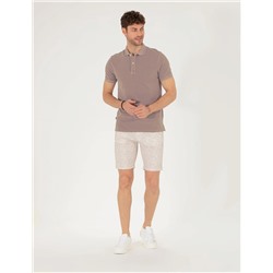 Bej Slim Fit Bermuda Şort