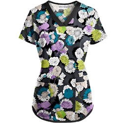 UA Beautiful Bloom Pewter Scrub Top