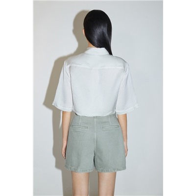Camisa corta de lino Blanco