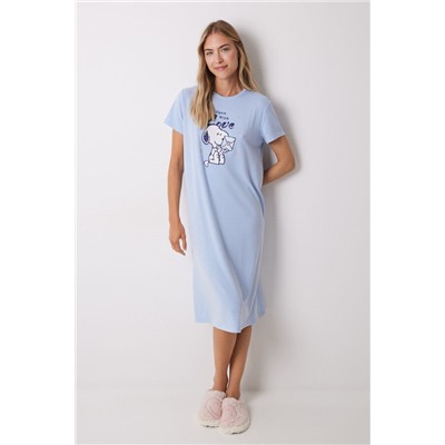 Camisón midi canalé rayas Snoopy