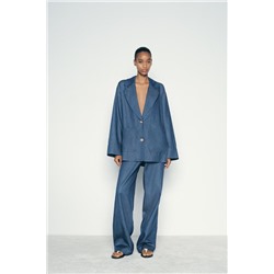 DENIM-EFFECT WIDE-LEG TROUSERS