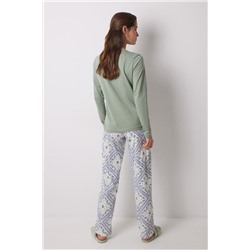 Pijama largo 100% algodón estampado pañuelo