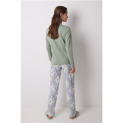 Pijama largo 100% algodón estampado pañuelo