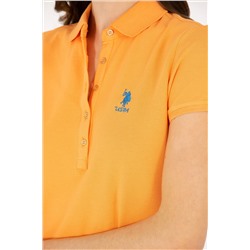 Kadın Turuncu Polo Yaka Örme Elbise