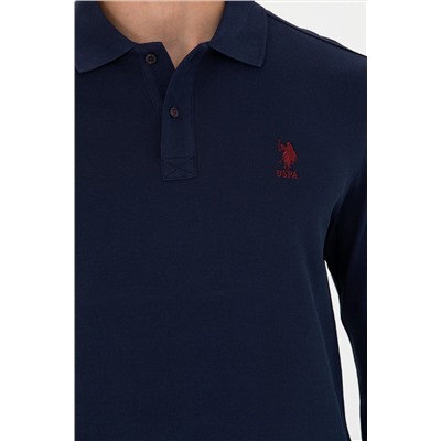 Erkek Lacivert Basic Polo Yaka Sweatshirt