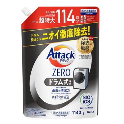 KAO Гель для стирки ATTACK ZERO Plus суперконц с защит против повт осед грязи 1140 гр., см уп