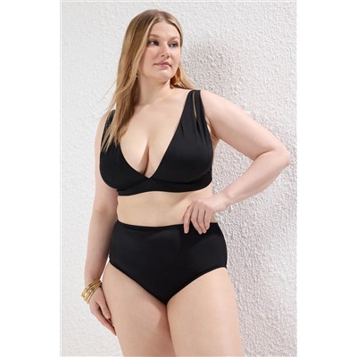Siyah Yüksek Bel Basic Büyük Beden Bikini Altı TBBSS25CR00001