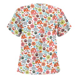 UA Beautiful Day Silver V-Neck Print Scrub Top