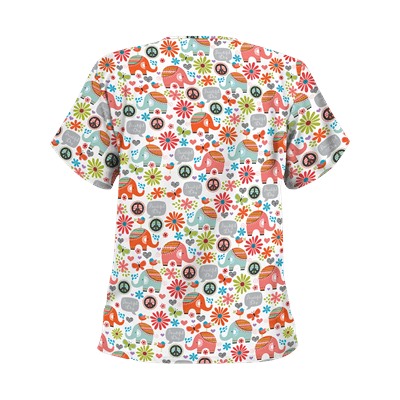UA Beautiful Day Silver V-Neck Print Scrub Top