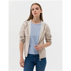 Bej Cropped Slim Deri Ceket