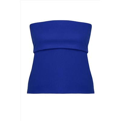 Saks Straplez Yaka Yandan Fermuarlı Krep Örme Bluz TBBSS24AF00092
