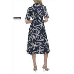 DKNY Botanical Long Sleeve Mdi Shirtdress