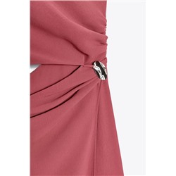 ASYMMETRIC MIDI DRESS WITH APPLIQUÉ