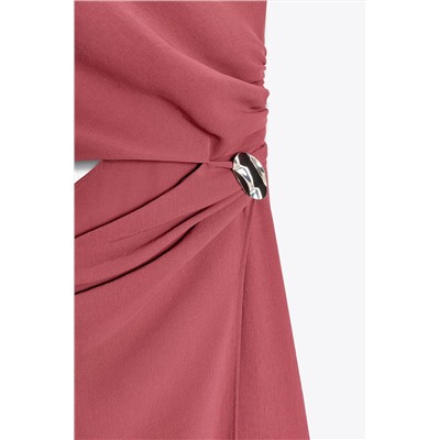 ASYMMETRIC MIDI DRESS WITH APPLIQUÉ