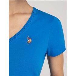SCALLOP TRIM V-NECK T-SHIRT