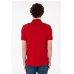 Erkek Slim Fit Polo Yaka Kırmızı Basic Tişört