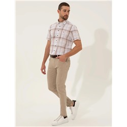 Kahverengi Regular Fit Kısa Kollu Gömlek