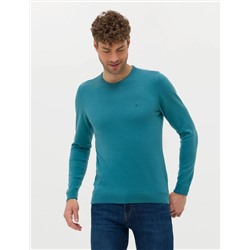 Petrol Slim Fit Bisiklet Yaka Basic Triko Kazak