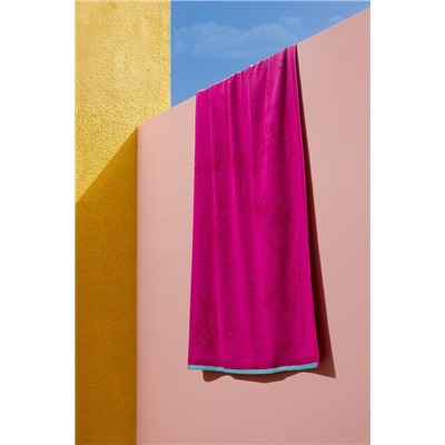 Sorle %100 Pamuk Plaj Havlusu - Fuşya - 70x150 cm
