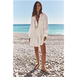 MINI DRESS WITH HEMSTITCH DETAIL