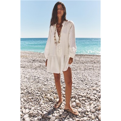 MINI DRESS WITH HEMSTITCH DETAIL