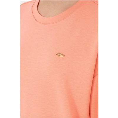 Kadın Somon Bisiklet Yaka Sweatshirt