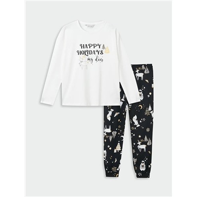 LC Waikiki Bisiklet Yaka Yılbaşı Temalı Uzun Kollu Kadın Pijama Takımı, LCW DREAM                                            
                                            Bisiklet Yaka Yılbaşı Temalı Uzun Kollu Kadın Pijama Takımı