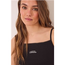 Pijama corto algodón pointelle negro