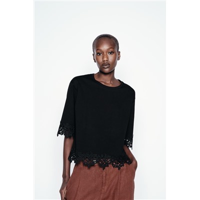 LACE COTTON T-SHIRT