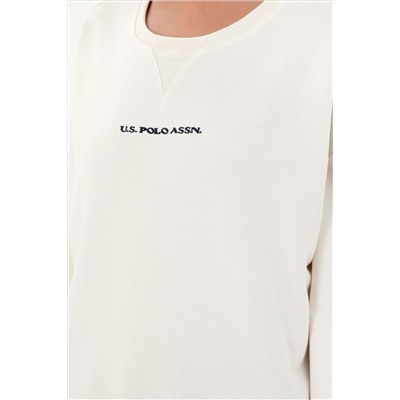 Kadın Krem Bisiklet Yaka Sweatshirt
