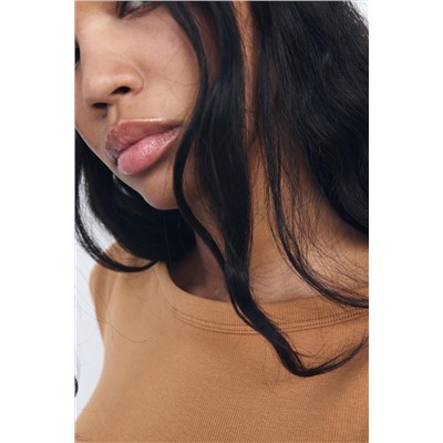 RIBBED BOAT NECK TOP