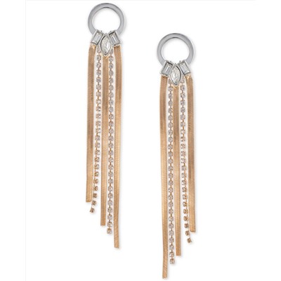 GUESS Two-Tone Crystal Rhinestone Chain Linear Earrings