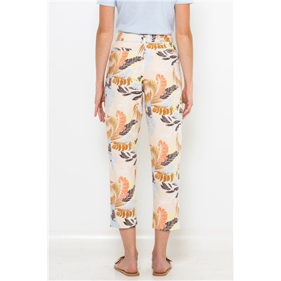 Pantalón pirata de lino Amarillo y rosa